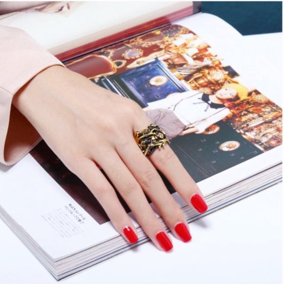 NEW Italian Jewelry Black Gold Ring - Picture 6 of 11